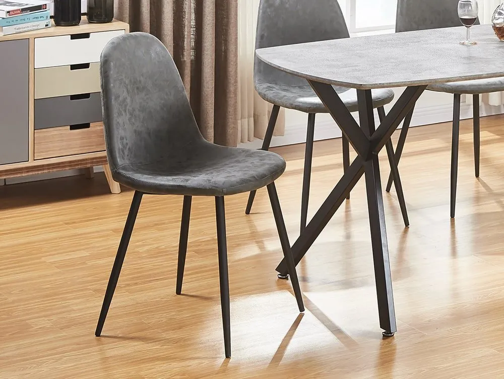 Seconique Seconique Hamilton 140cm Dining Table with 4 Athens Grey Faux Leather Chairs