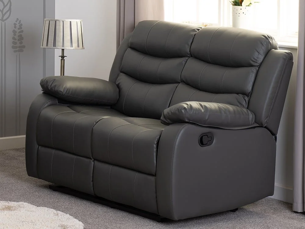 Seconique Seconique Roma Grey Faux Leather 3 Seater + 2 Seater Recliner Sofa Set