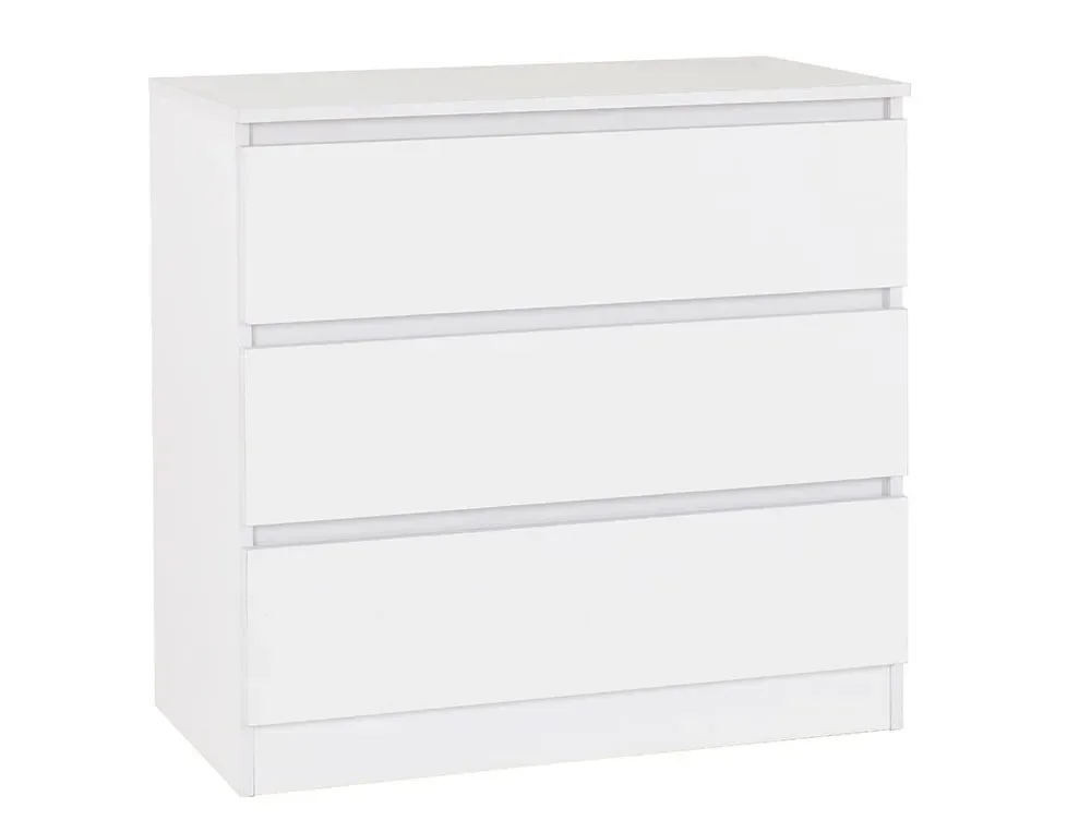 Seconique Clearance - Seconique Malvern White 3 Drawer Low Chest of Drawers