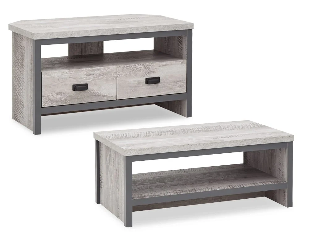 GFW GFW Boston Grey Wood Effect 2 Piece Small Living Room Furniture Set