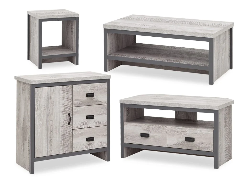 GFW GFW Boston Grey Wood Effect 4 Piece Small Living Room Furniture Set