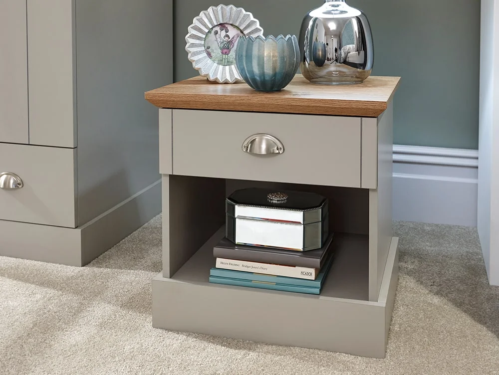 GFW GFW Kendal Light Grey and Oak Pair of 2 Bedside Tables