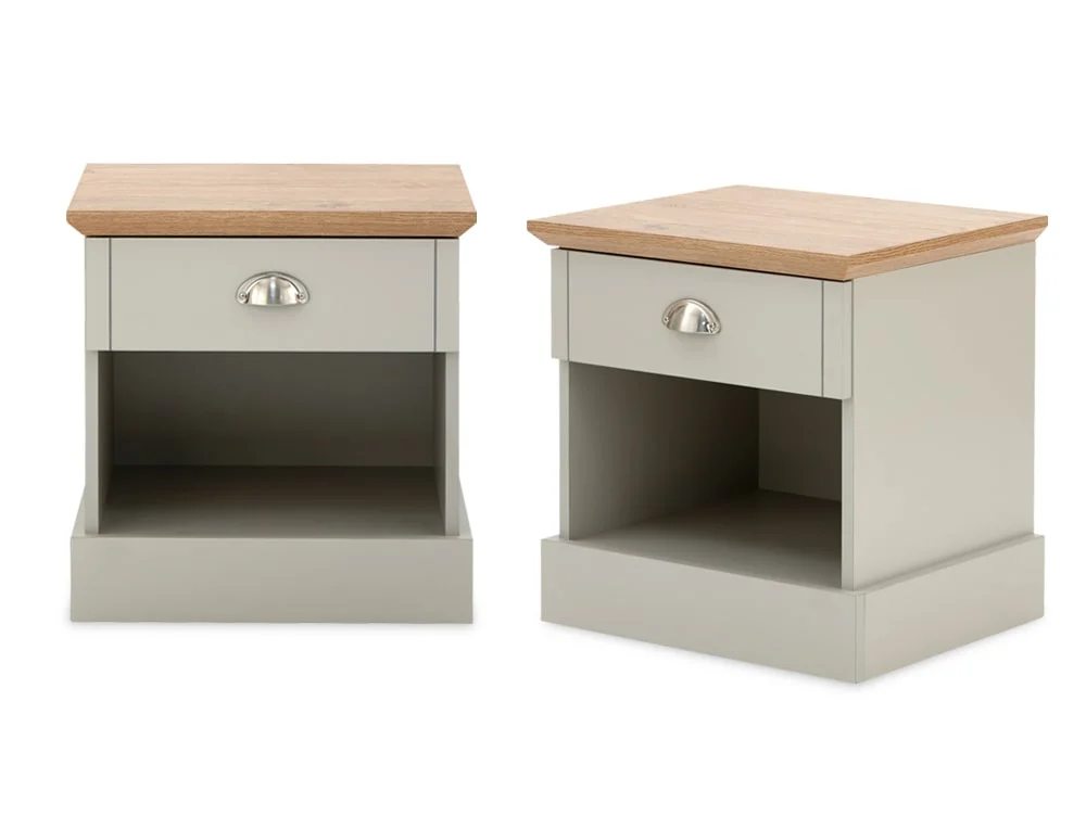 GFW GFW Kendal Light Grey and Oak Pair of 2 Bedside Tables