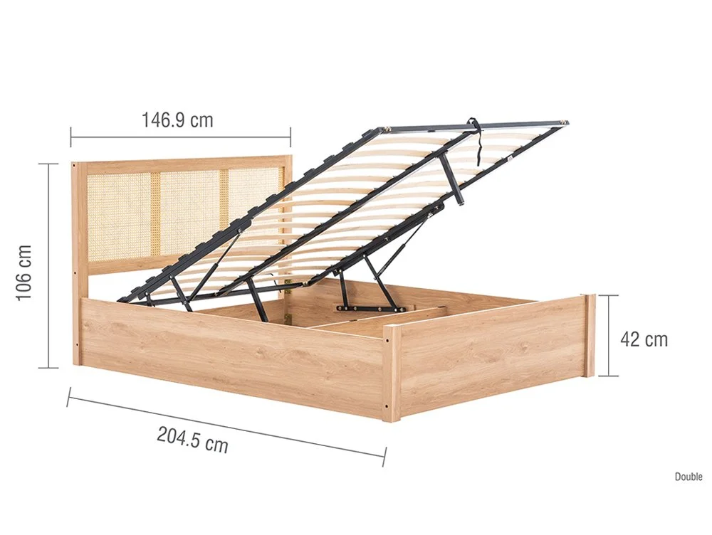 Birlea Birlea Croxley Rattan Oak Wooden Ottoman Bed Frame