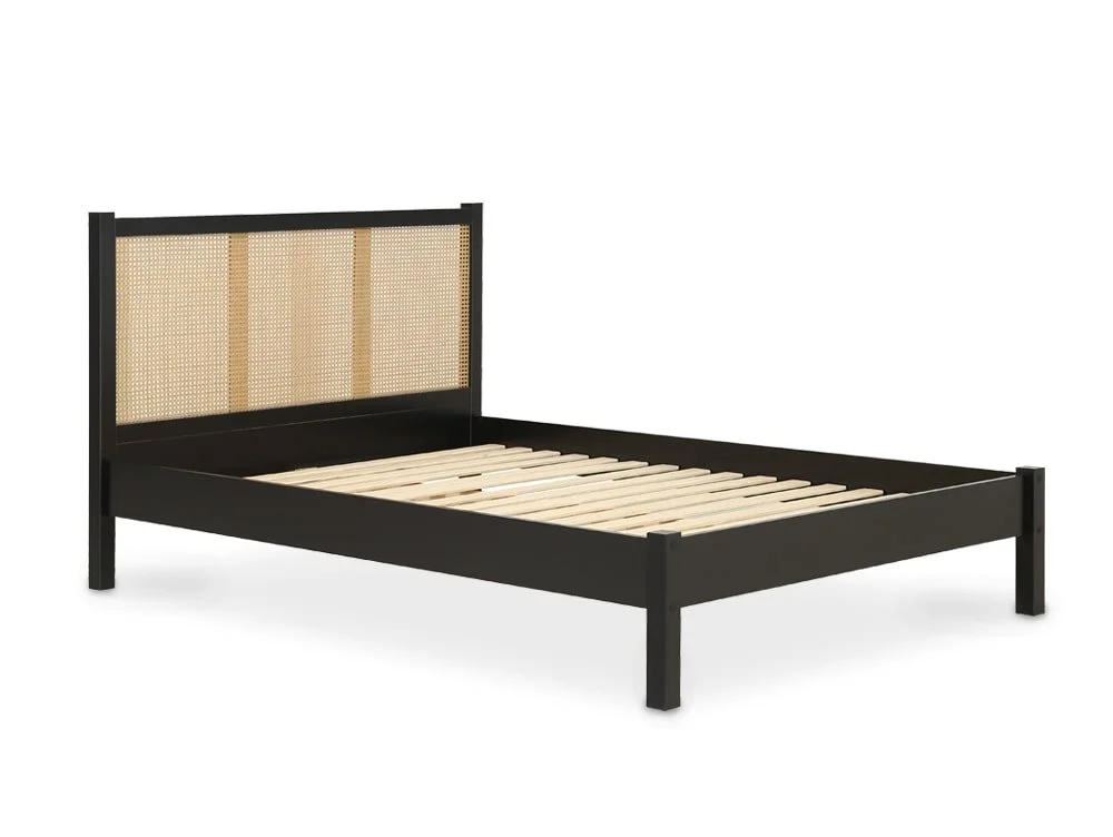 Birlea Furniture & Beds Birlea Croxley 4ft6 Double Rattan and Black Wooden Bed Frame