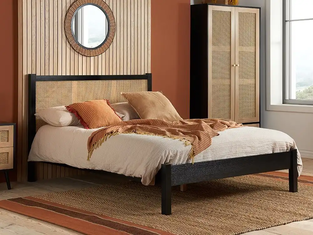 Birlea Birlea Croxley Rattan Black Wooden Bed Frame
