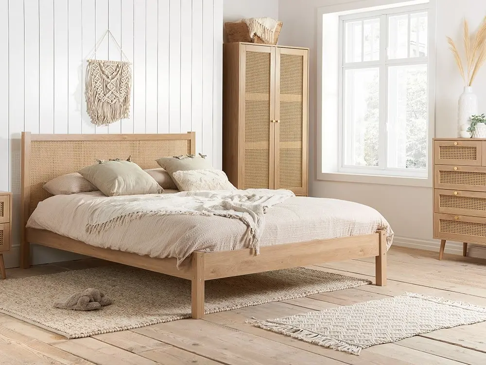 Birlea Furniture & Beds Birlea Croxley 5ft King Size Rattan and Oak Wooden Bed Frame