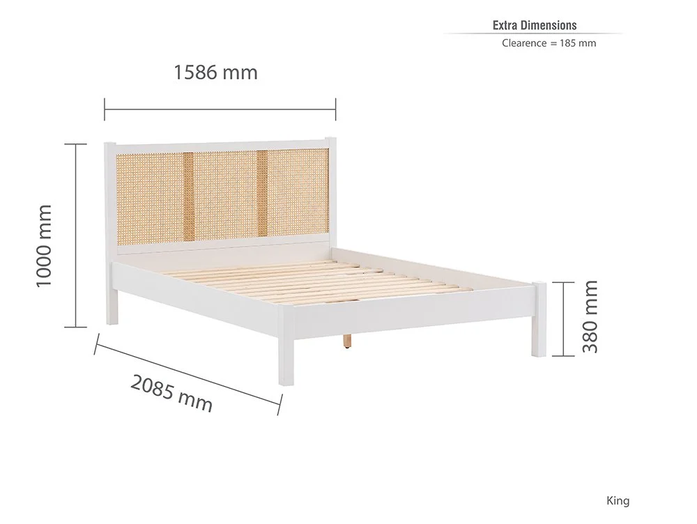 Birlea Furniture & Beds Birlea Croxley 5ft King Size Rattan and White Wooden Bed Frame