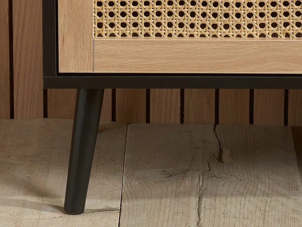 Birlea Birlea Croxley Rattan and Black 7 Drawer Chest of Drawers