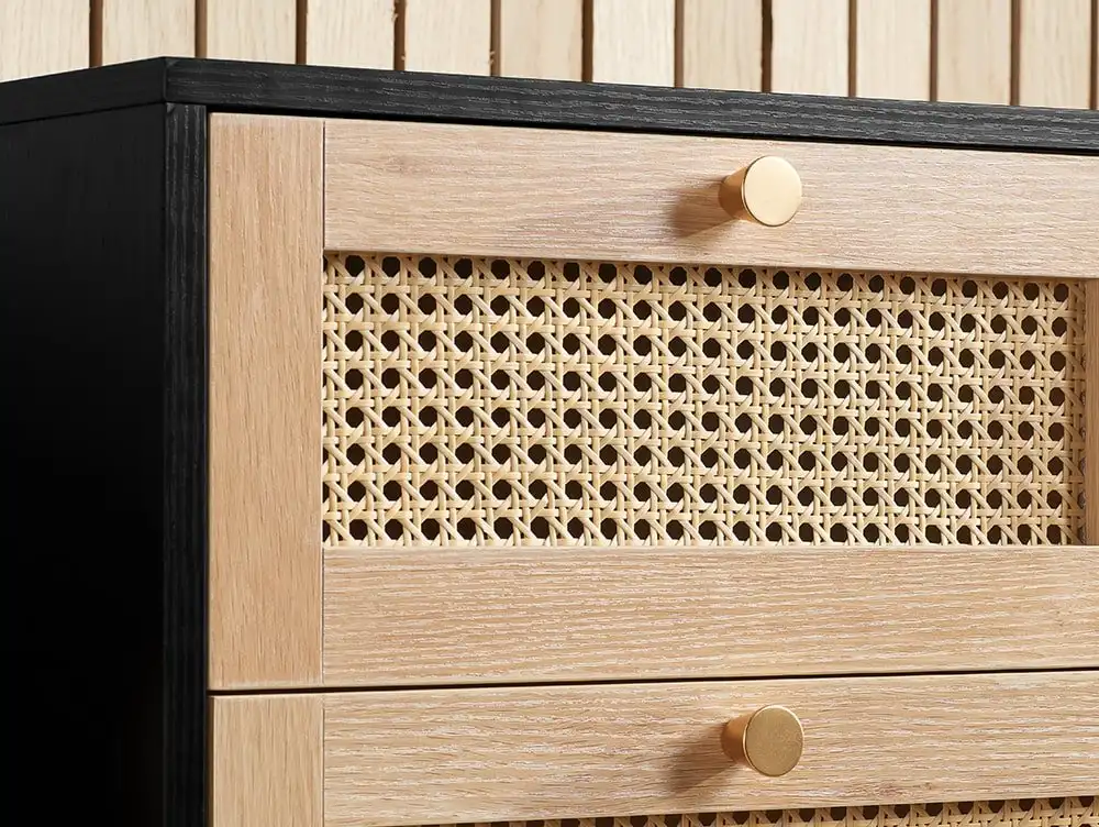 Birlea Birlea Croxley Rattan and Black 7 Drawer Chest of Drawers