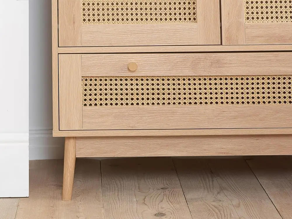 Birlea Birlea Croxley Rattan and Oak 2 Door 1 Drawer Wardrobe