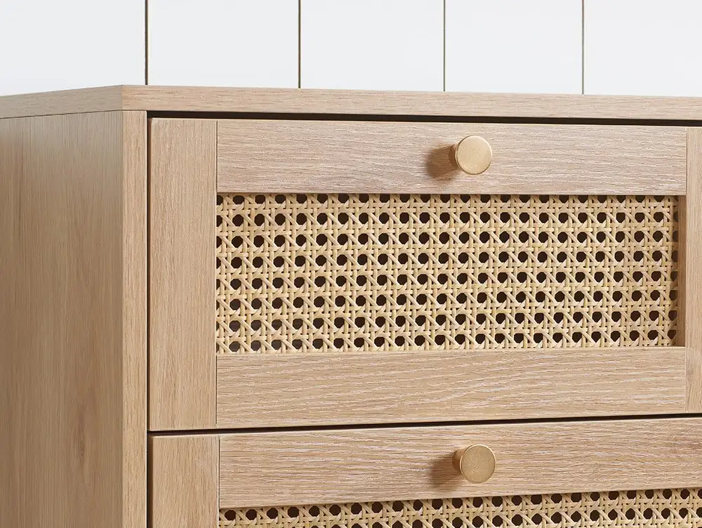 Birlea Birlea Croxley Rattan and Oak 3+2 Drawer Chest of Drawers