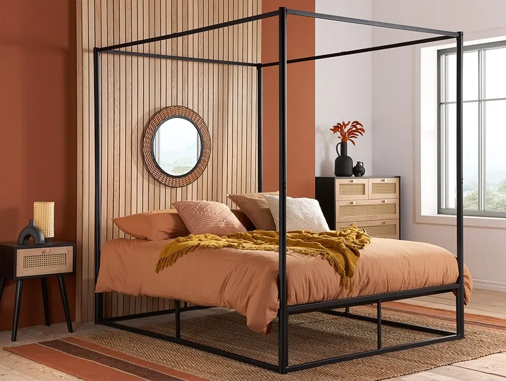 Birlea Furniture & Beds Birlea Farringdon 5ft King Size Black 4 Poster Metal Bed Frame