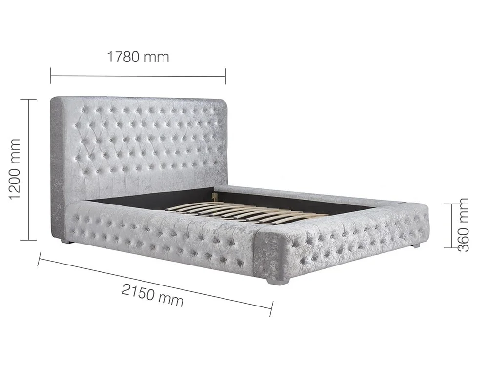 Birlea Birlea Grande Steel Crushed Velvet Bed Frame