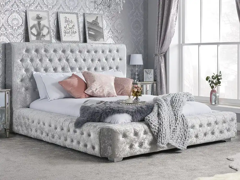 Birlea Birlea Grande Steel Crushed Velvet Bed Frame