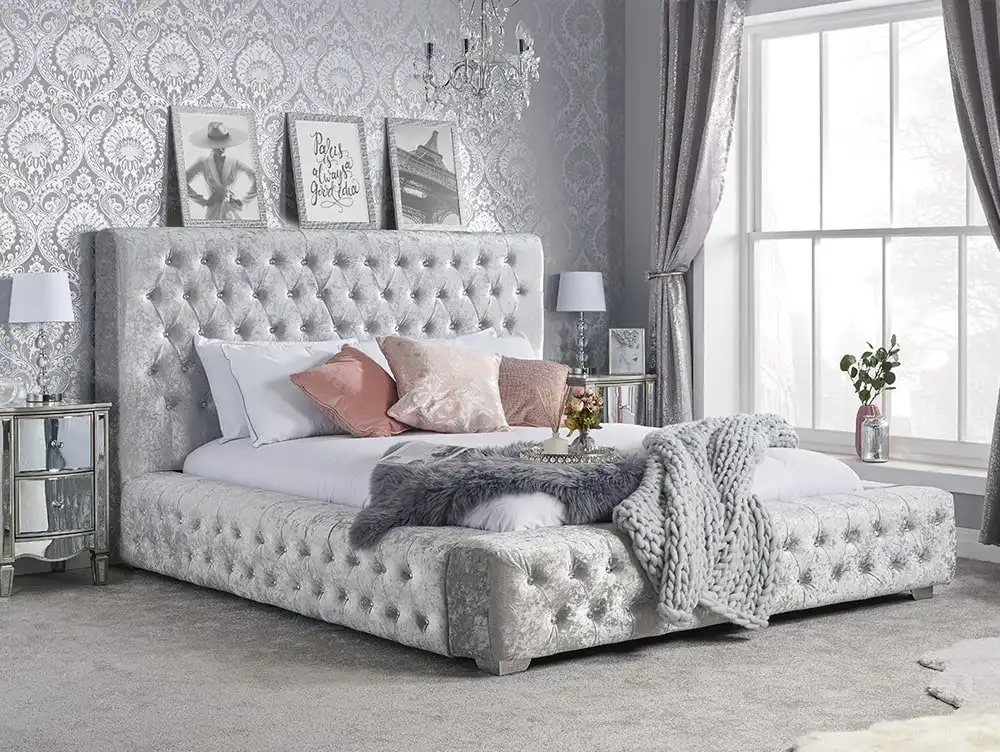 Birlea Birlea Grande Steel Crushed Velvet Bed Frame