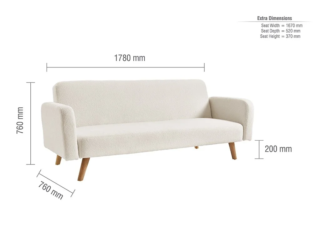 Birlea Furniture & Beds Birlea Micah White Fabric Sofa Bed