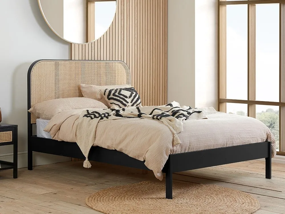 Birlea Birlea Margot Rattan Black Wooden Bed Frame