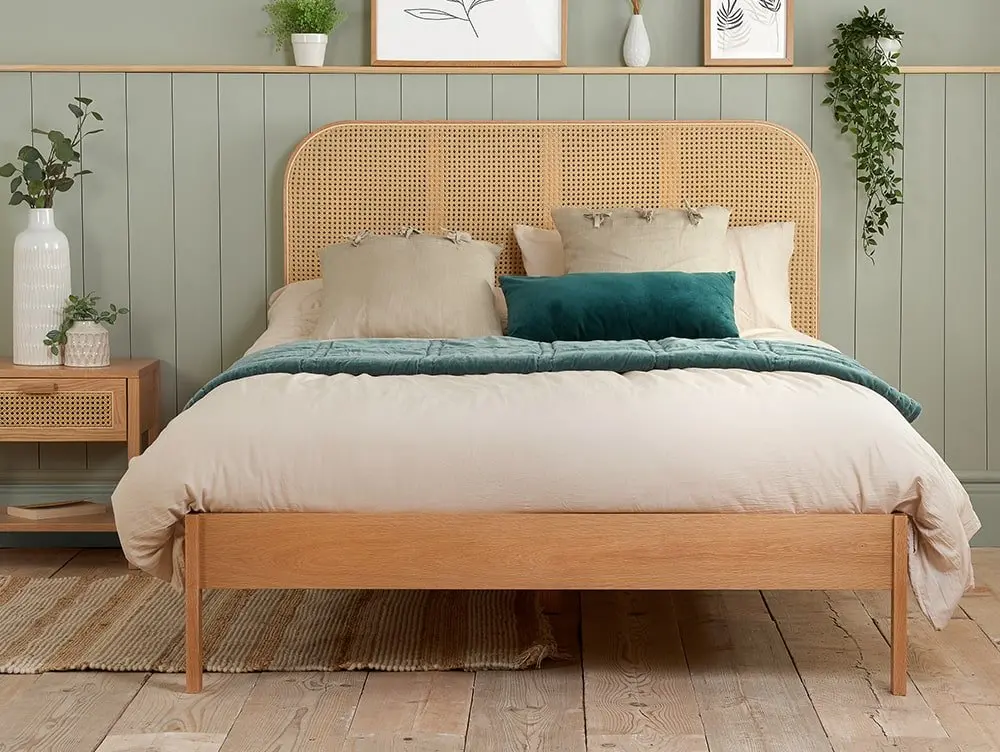 Birlea Furniture & Beds Birlea Margot 5ft King Size Rattan and Oak Wooden Bed Frame
