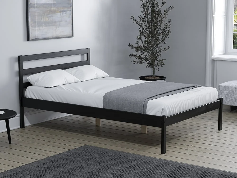 Birlea Furniture & Beds Birlea Luka 4ft Small Double Black Wooden Bed Frame