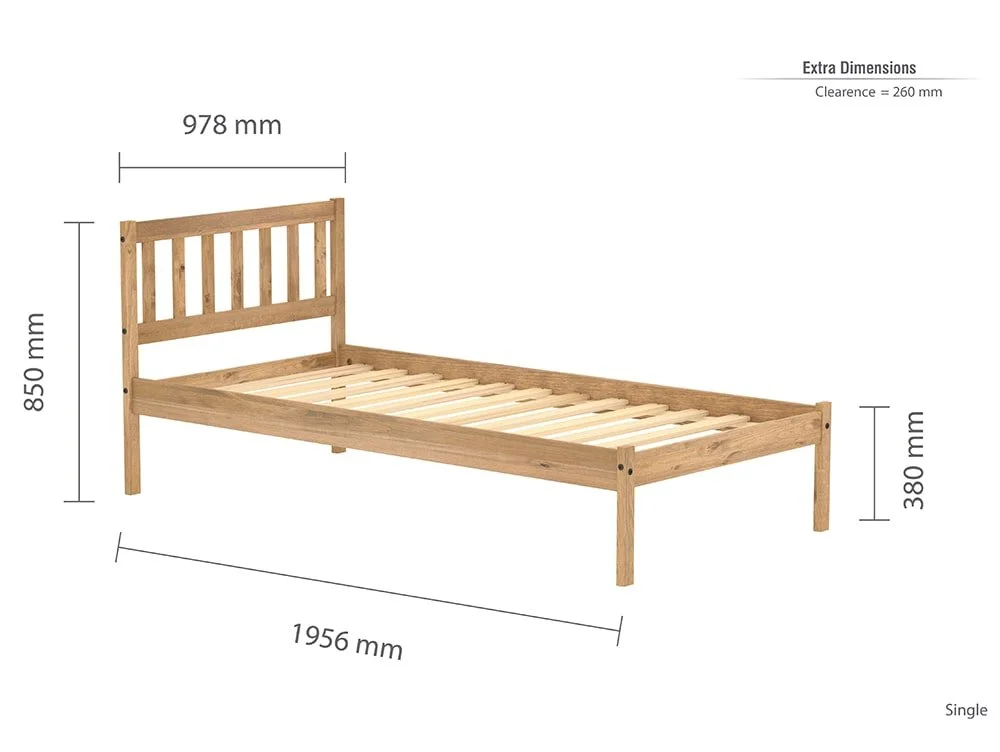 Birlea Furniture & Beds Birlea Lisbon 3ft Single Pine Wooden Bed Frame