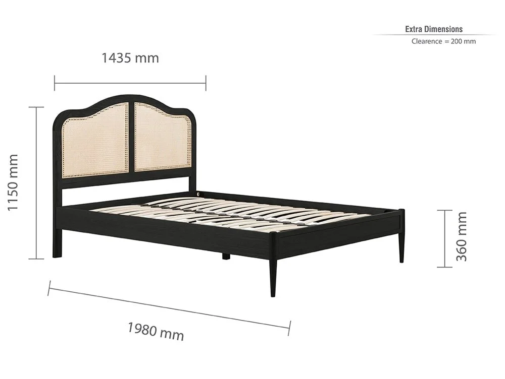 Birlea Birlea Leonie Rattan Black Wooden Bed Frame