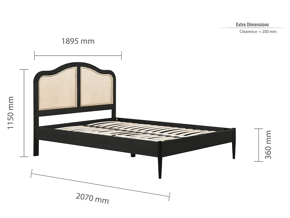 Birlea Furniture & Beds Birlea Leonie 6ft Super King Size Rattan and Black Wooden Bed Frame