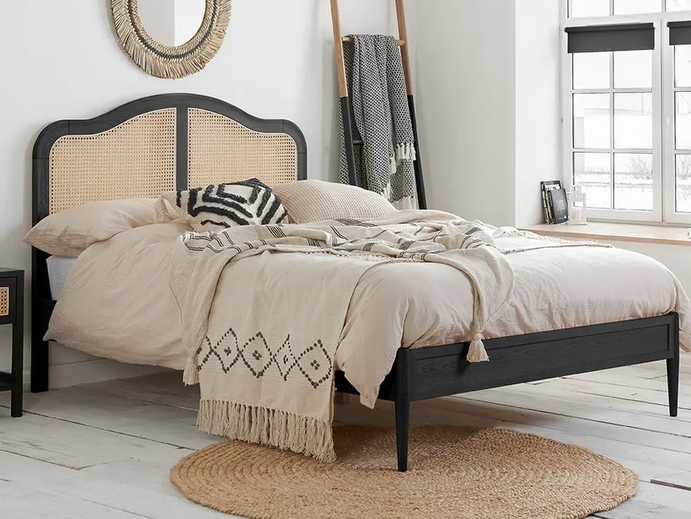 Birlea Furniture & Beds Birlea Leonie 6ft Super King Size Rattan and Black Wooden Bed Frame