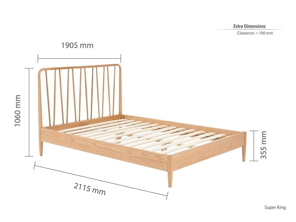 Birlea Furniture & Beds Birlea Jesper 6ft Super King Size Oak Wooden Bed Frame