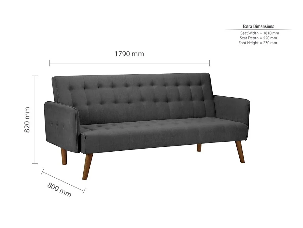 Birlea Birlea Hudson Grey Fabric Sofa Bed