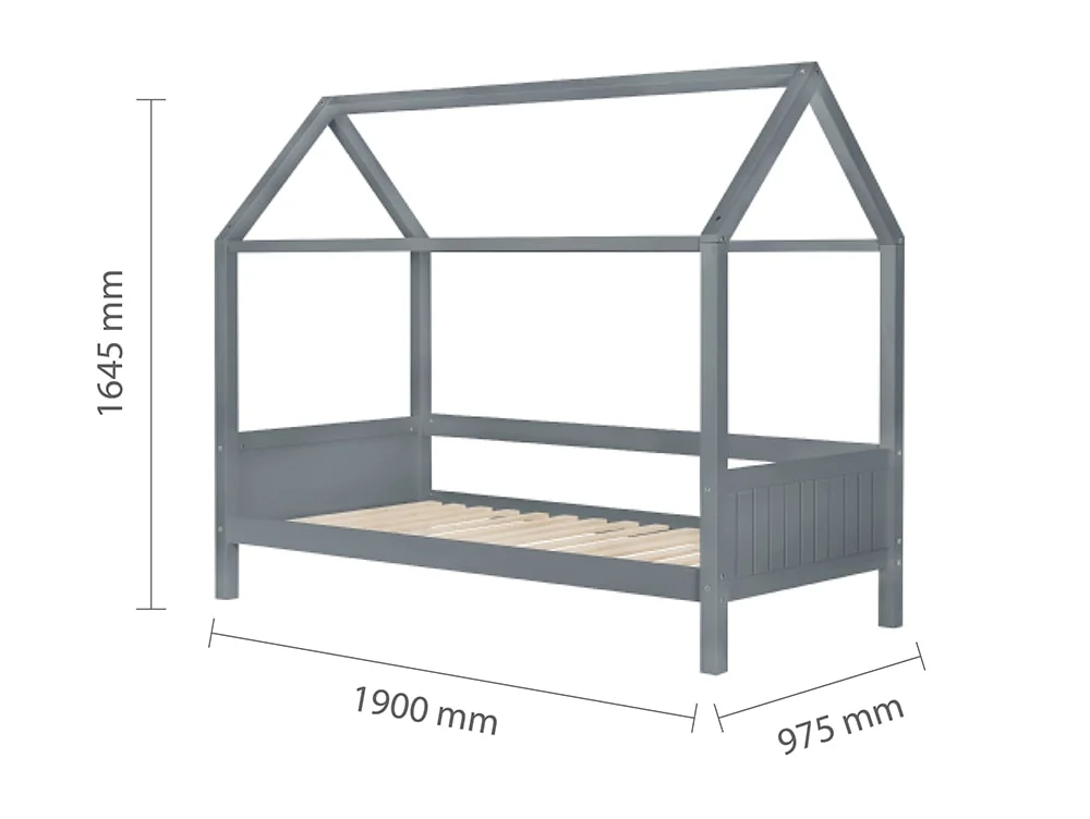 Birlea Furniture & Beds Birlea Home 3ft Single Grey Wooden Bed Frame