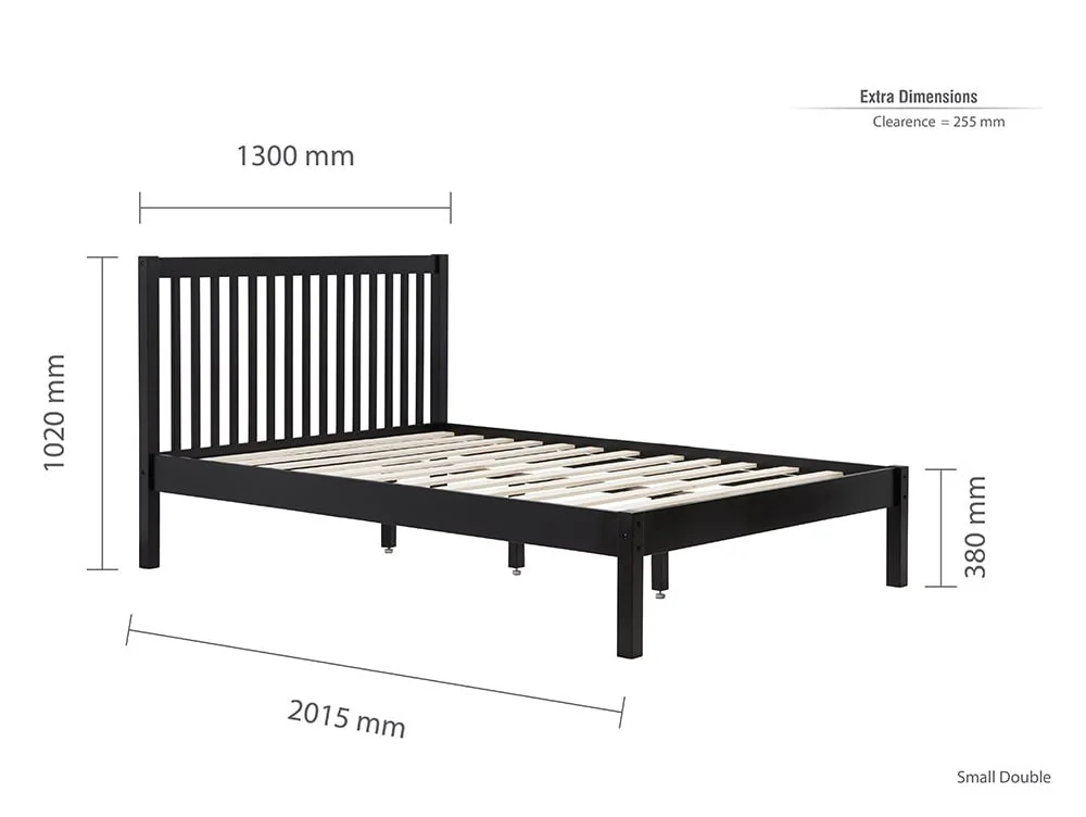 Birlea Furniture & Beds Birlea Nova 4ft Small Single Black Wooden Bed Frame