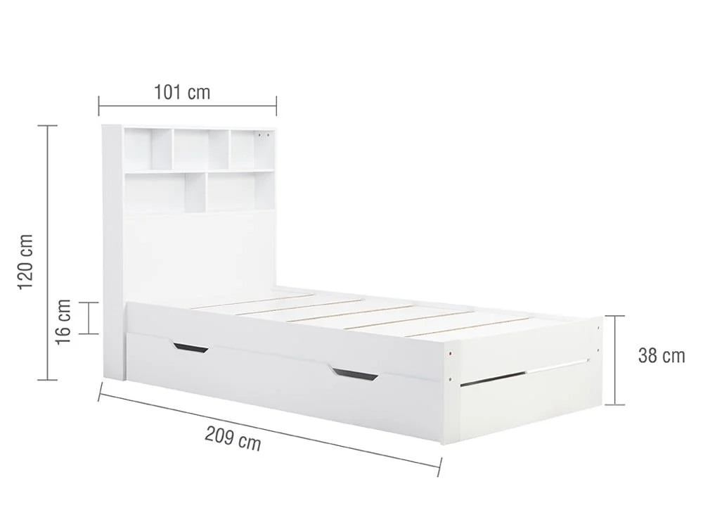 Birlea Furniture & Beds Birlea Alfie 3ft Single White Wooden 1 Drawer Bed Frame