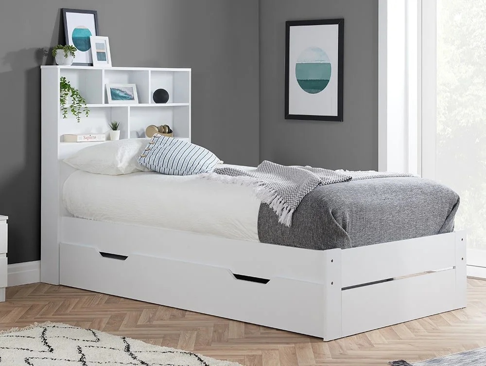 Birlea Furniture & Beds Birlea Alfie 3ft Single White Wooden 1 Drawer Bed Frame