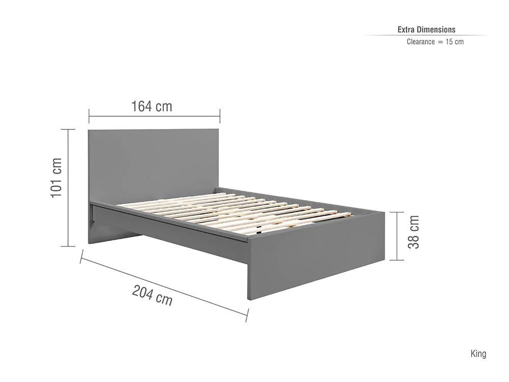Birlea Furniture & Beds Birlea Oslo 5ft King Size Grey Wooden Bed Frame