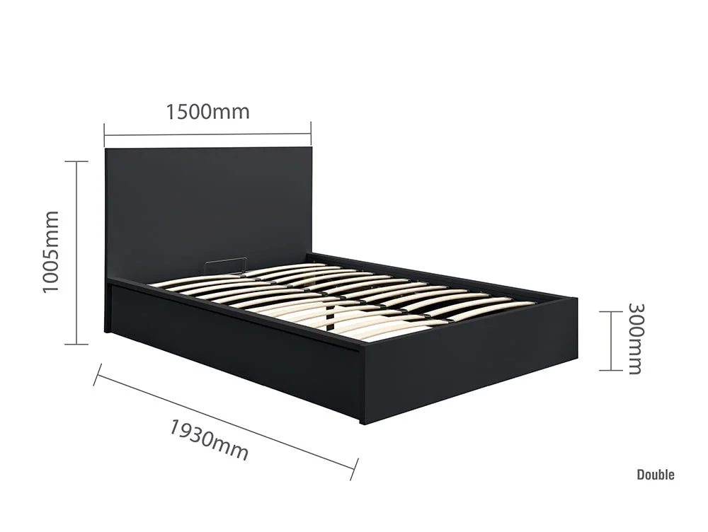 Birlea Furniture & Beds Birlea Oslo 4ft6 Double Black Wooden Ottoman Bed Frame