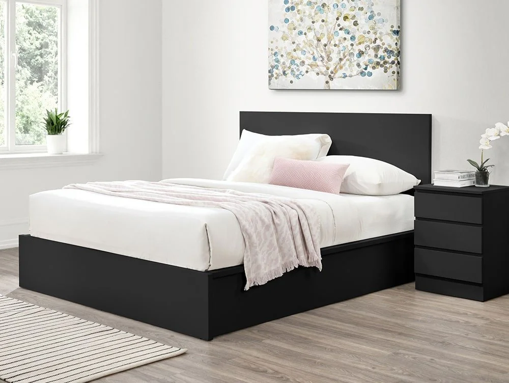 Birlea Furniture & Beds Birlea Oslo 4ft6 Double Black Wooden Ottoman Bed Frame