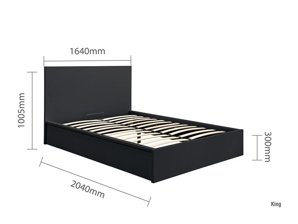 Birlea Furniture & Beds Birlea Oslo 5ft King Size Black Wooden Ottoman Bed Frame