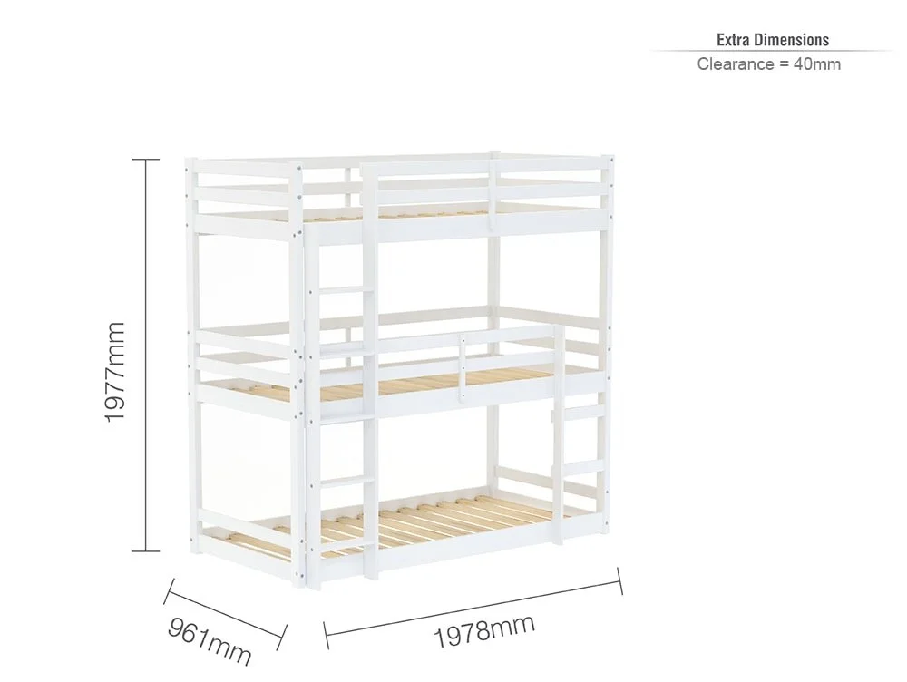 Birlea Birlea Tressa White Wooden Triple Bunk Bed Frame