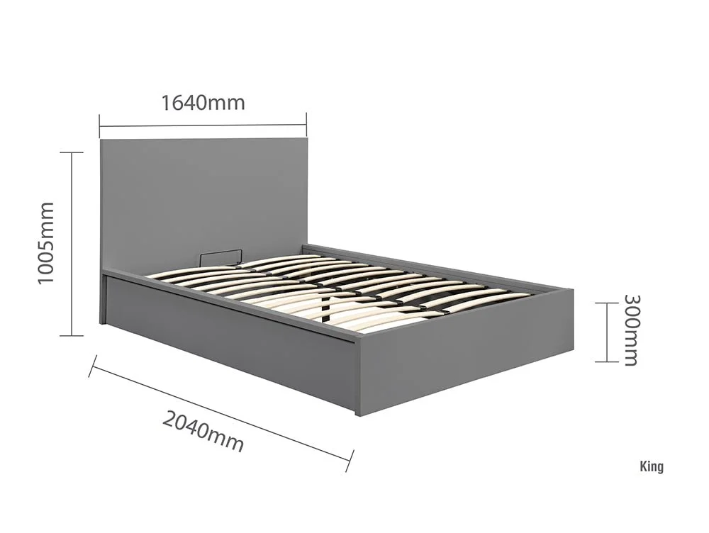 Birlea Furniture & Beds Birlea Oslo 5ft King Size Grey Wooden Ottoman Bed Frame