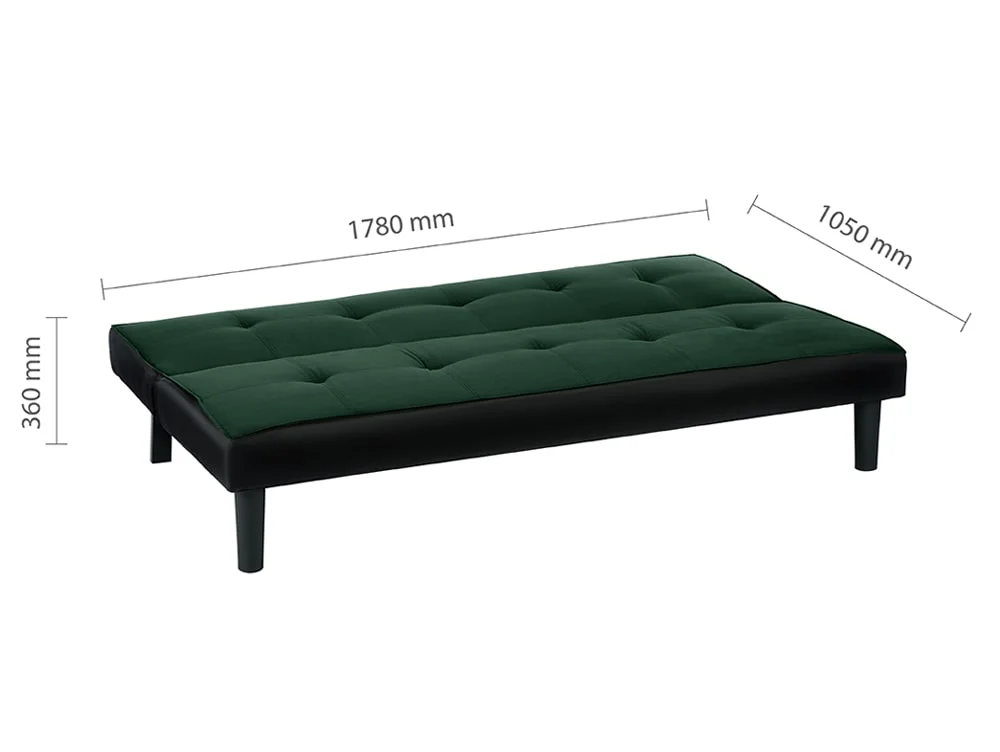 Birlea Furniture & Beds Birlea Aurora Green Velvet Sofa Bed