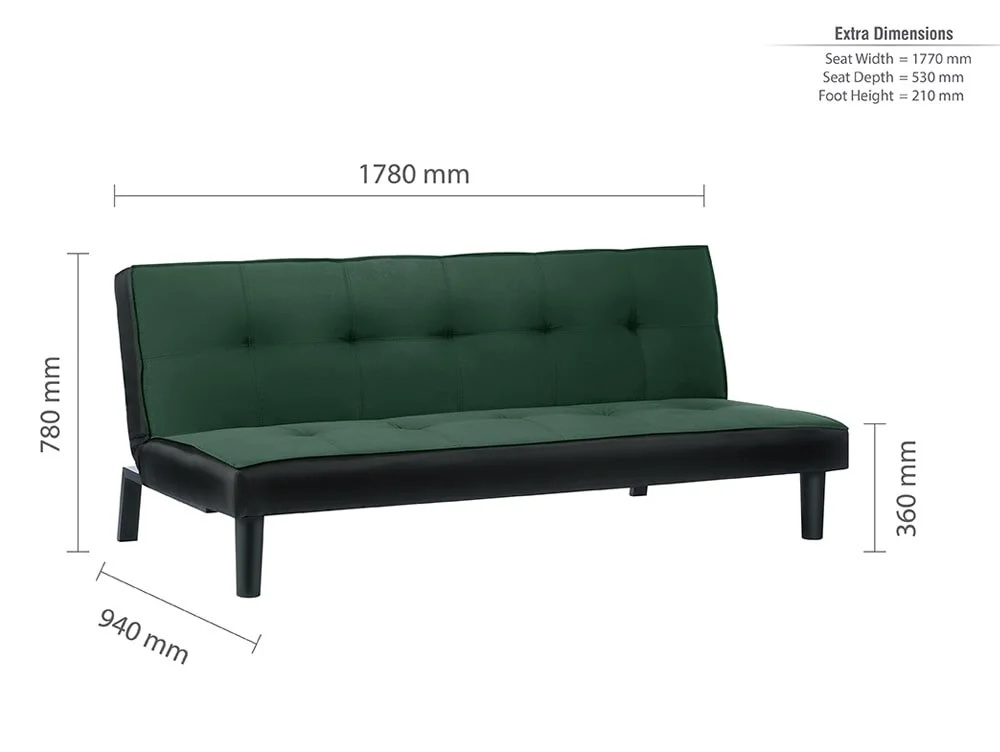 Birlea Furniture & Beds Birlea Aurora Green Velvet Sofa Bed