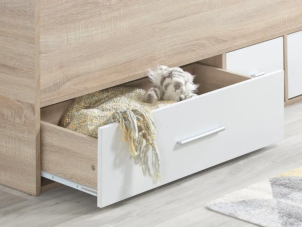 Birlea Birlea Camden White and Oak Effect Cabin Bed Frame