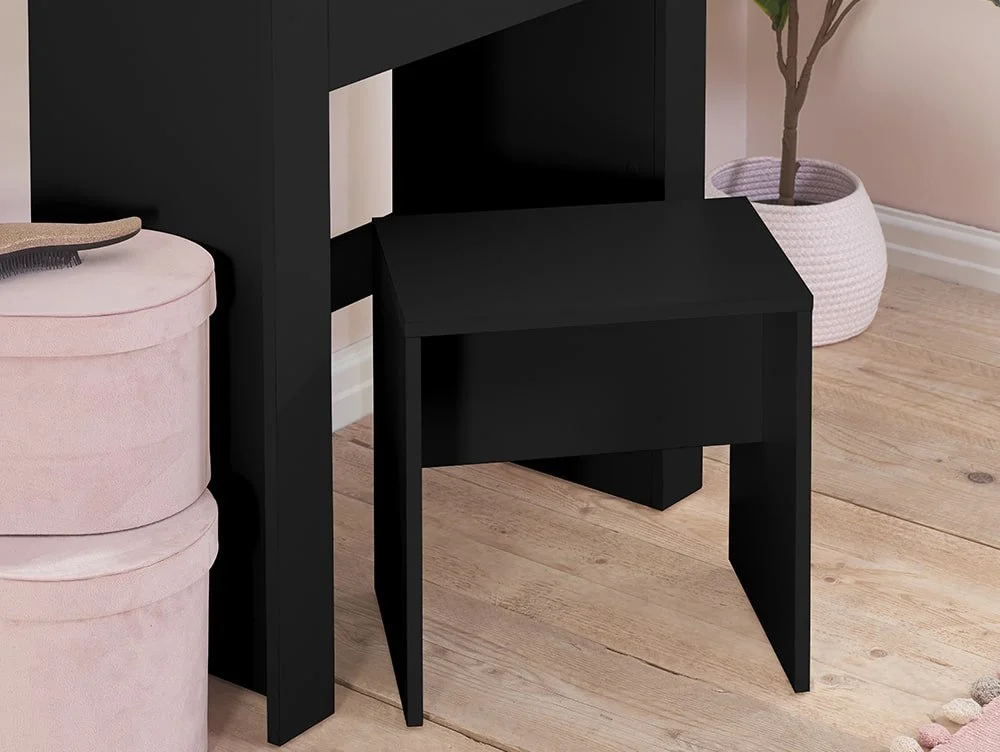 Birlea Birlea Evelyn Black 1 Drawer Storage Dressing Table and Stool