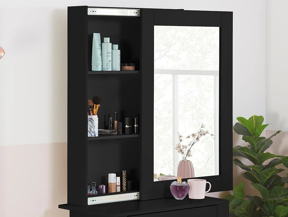 Birlea Birlea Evelyn Black 1 Drawer Storage Dressing Table and Stool