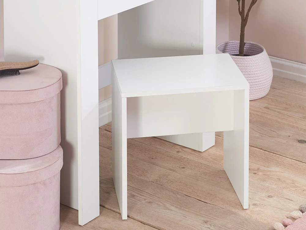 Birlea Furniture & Beds Birlea Evelyn White 1 Drawer Storage Dressing Table and Stool