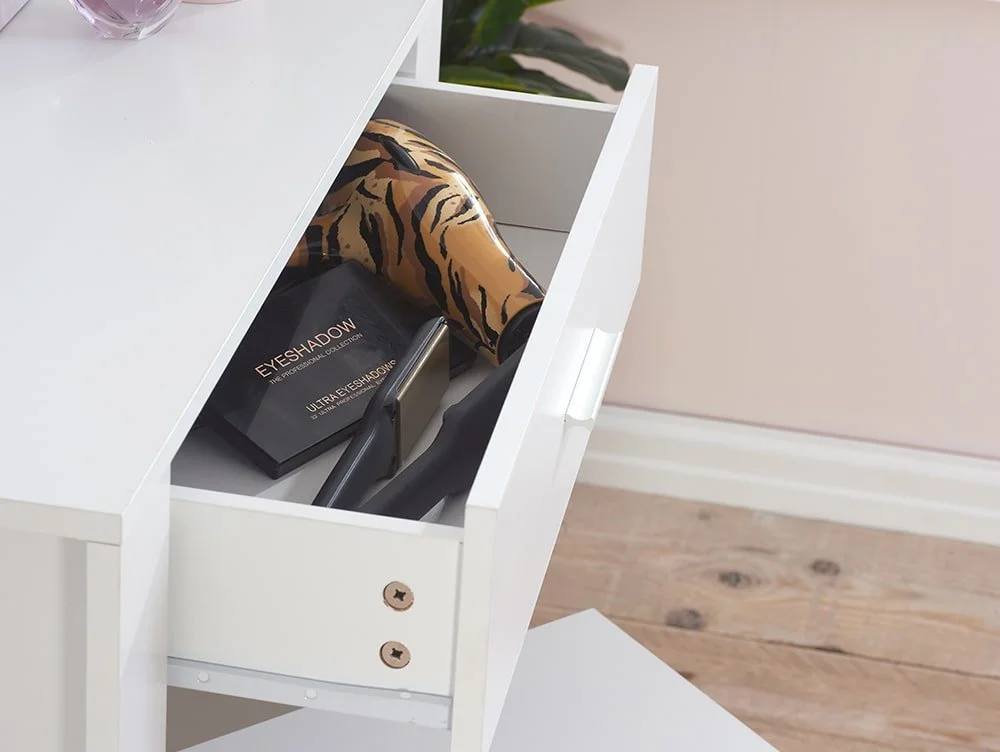 Birlea Birlea Evelyn White 1 Drawer Storage Dressing Table and Stool