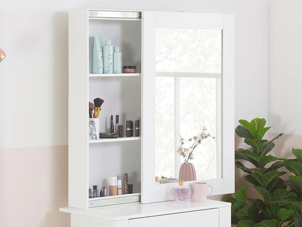 Birlea Birlea Evelyn White 1 Drawer Storage Dressing Table and Stool