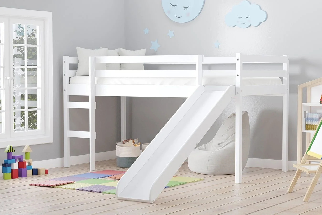 Birlea Birlea Frankie White Mid Sleeper Bed Frame with Slide