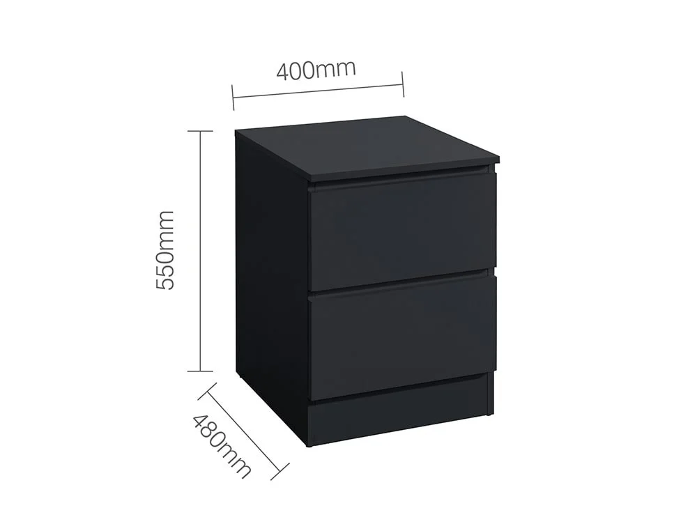 Birlea Birlea Oslo Black 2 Drawer Bedside Table